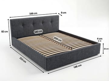 Sängram Deylinor 140x200 cm med Lyftförvaring - Grafitgrå - Möbler - Sovrum - Sängar - Sängar med förvaring