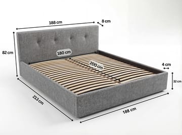 Sängram Deylinor 180x200 cm med Lyftförvaring - grå - Möbler - Sovrum - Sängar - Sängar med förvaring