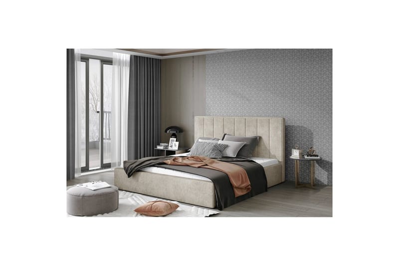 Sängram med stoppning Eltap Audrey fr. stål - Dora 21, Beige, 160x200 cm - Möbler - Sovrum - Sängram & sängstomme