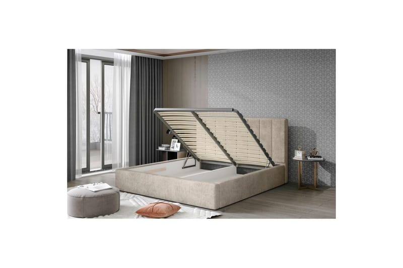 Sängram med stoppning Eltap Audrey fr. stål - Dora 21, Beige, 160x200 cm - Möbler - Sovrum - Sängram & sängstomme