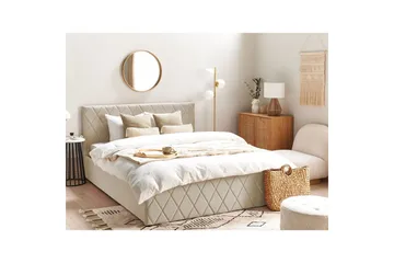 Sängram Säng med förvaring Rochefort Beige 160x200 - Möbler - Sovrum - Sängram & sängstomme