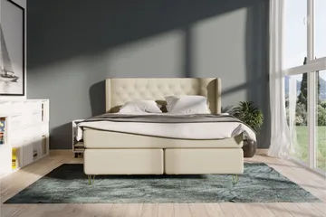 Select No 4 Komplett Sängpaket 140x200 Fast - Beige/Metall V-form - Möbler - Sovrum - Sängar - Komplett Sängpaket