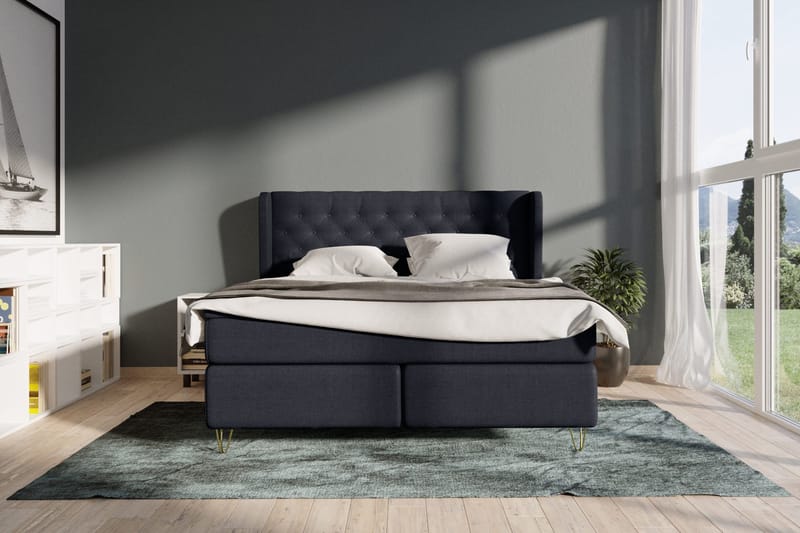 Select No 4 Komplett Sängpaket 180x200 Fast - Blå/Metall V-form - Möbler - Sovrum - Sängar - Komplett Sängpaket
