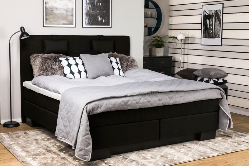 SINNEBO Sängpaket 180x210 Svart - Kontinentalsängar - Komplett Sängpaket