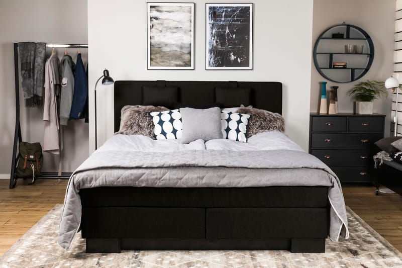 SINNEBO Sängpaket 180x210 Svart - Kontinentalsängar - Komplett Sängpaket