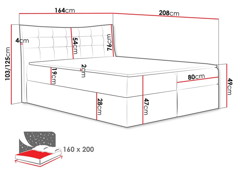 Sirel Sängpaket Kontinentalsäng 160x200 cm - beige - Möbler - Sovrum - Sängar - Komplett Sängpaket