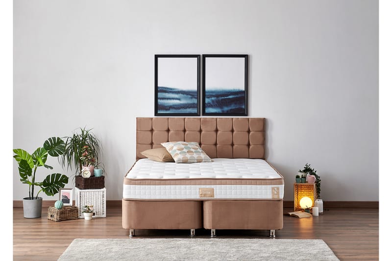 FLATHE Kontinentalsäng Dubbel 160x200 cm Ljusbrun - Möbler - Sovrum - Sängar - Ställbara sängar