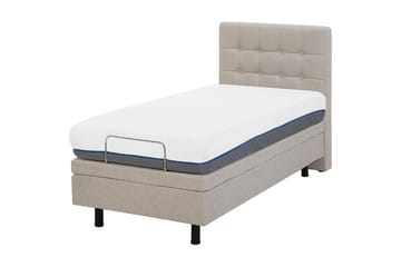 Kabbebo Komplett Sängpaket – Ställbar Säng 80x200 cm i Tyg med Sänggavel + Bäddmadrass - Beige - Möbler - Sovrum - Sängar - Ställbara sängar