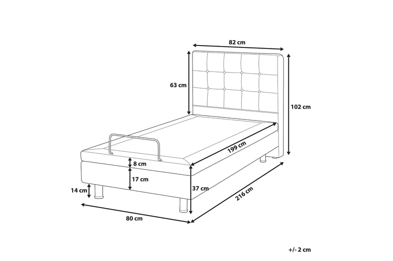 KARLABY Säng Ställbar 80x200 cm Grå - Möbler - Sovrum - Sängar - Ställbara sängar