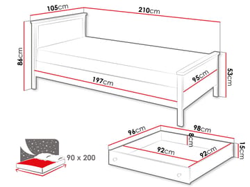 Storys säng med sänglåda 90x200 cm - Beige, ek - Möbler - Sovrum - Sängar - Enkelsängar