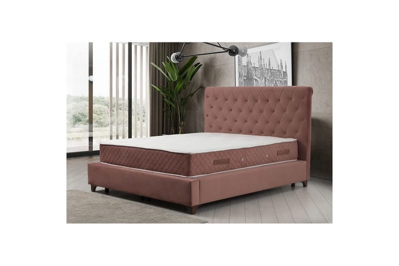Subra Komplett Sängpaket 160x200 cm - Korallrosa - Möbler - Sovrum - Sängar - Komplett Sängpaket