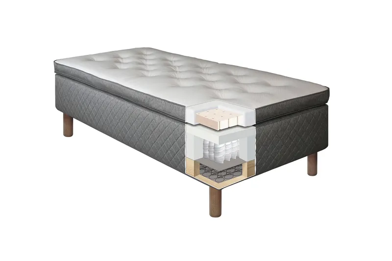 Sundborn Ramsäng 105x200 Medelfast Latex - Grå - Möbler - Sovrum - Sängar - Enkelsängar