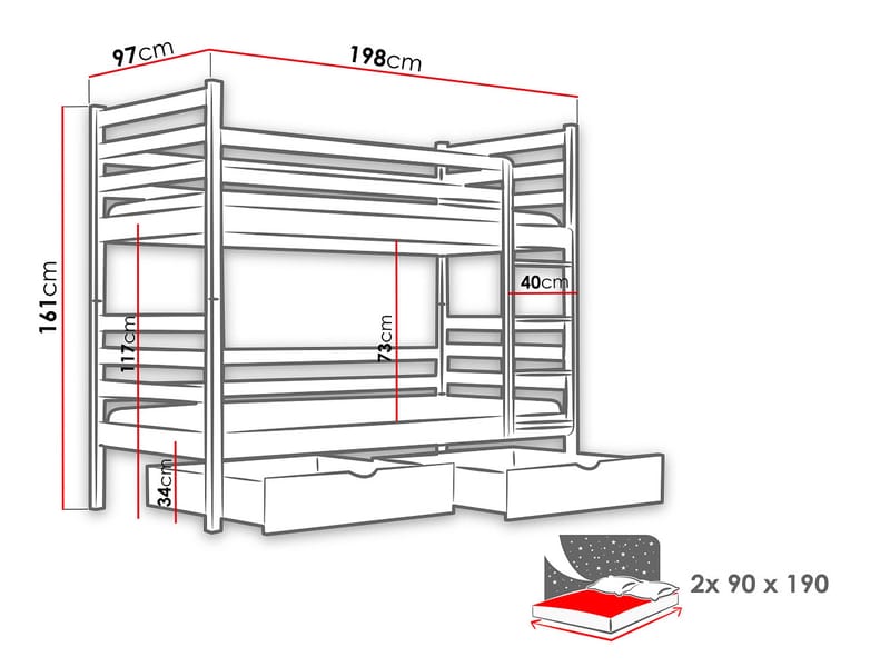 Suno Våningssäng Två Liggplatser 90x190 cm - Beige - Möbler - Sovrum - Sängar - Våningssängar & loftsängar