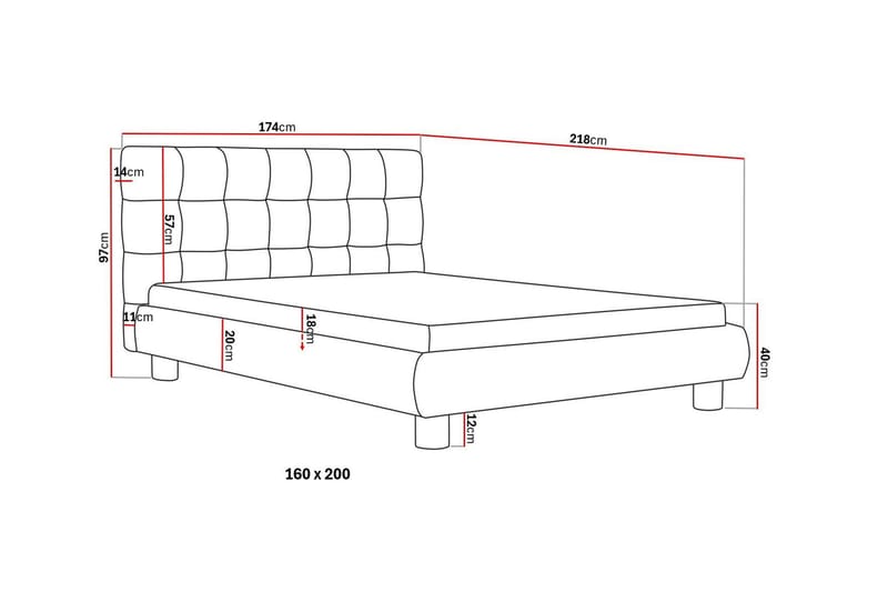 Teddy Komplett Sängpaket Sängram med Madrass 160x200 cm - Grå - Möbler - Sovrum - Sängar - Komplett Sängpaket