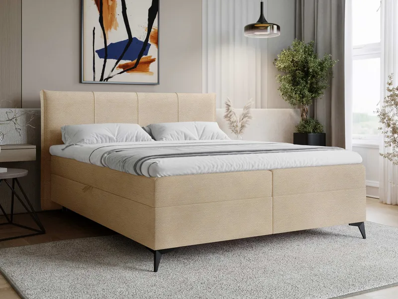 Thoros Komplett Sängpaket 140x200 cm Kontinentalsäng med Förvaring - Mörkbeige - Möbler - Sovrum - Sängar - Komplett Sängpaket