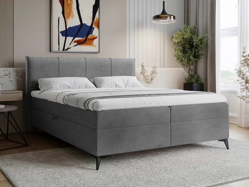 Thoros Komplett Sängpaket 140x200 cm Kontinentalsäng med Förvaring - Mörkgrå - Möbler - Sovrum - Sängar - Komplett Sängpaket