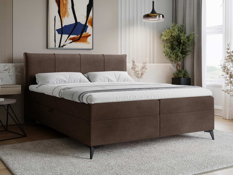 Thoros Komplett Sängpaket 160x200 cm Kontinentalsäng med Förvaring - Brun - Möbler - Sovrum - Sängar - Komplett Sängpaket