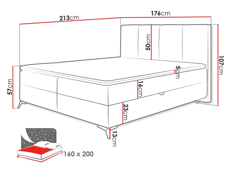 Thoros Komplett Sängpaket 160x200 cm Kontinentalsäng med Förvaring - Brun - Möbler - Sovrum - Sängar - Komplett Sängpaket
