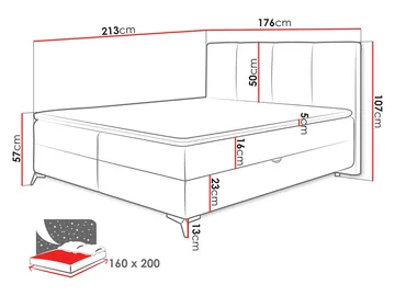 Thoros Komplett Sängpaket 160x200 cm Kontinentalsäng med Förvaring - Grå - Möbler - Sovrum - Sängar - Komplett Sängpaket