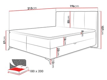 Thoros Komplett Sängpaket 180x200 cm Kontinentalsäng med Förvaring - Grå - Möbler - Sovrum - Sängar - Komplett Sängpaket