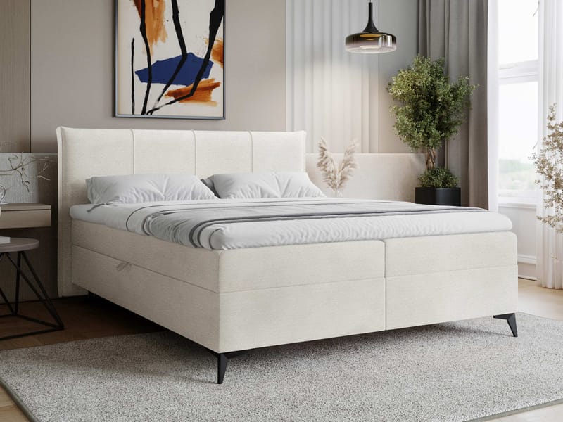 Thoros Komplett Sängpaket 180x200 cm Kontinentalsäng med Förvaring - Vit - Möbler - Sovrum - Sängar - Komplett Sängpaket