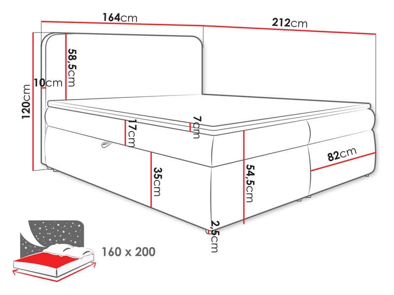 Thyrelis Sängpaket Kontinentalsäng 160x200 cm med Lyftförvaring - Vit - Möbler - Sovrum - Sängar - Kontinentalsängar