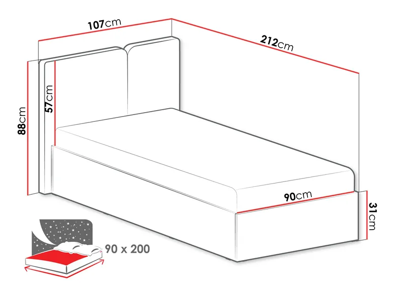 Travic Sängram 90x200 cm - Möbler - Sovrum - Sängar - Sängar med förvaring