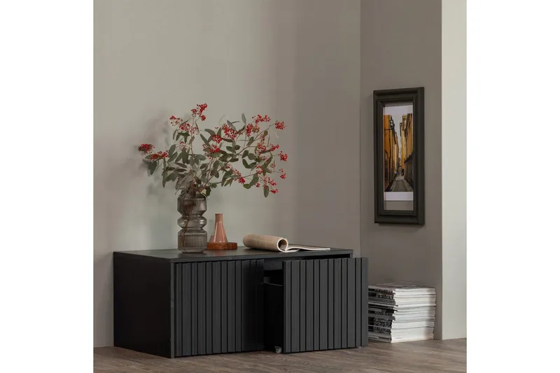 Våningsbänk Ny Gravure - Svart, Tall - Möbler - Vardagsrum - Stolar & sittmöbler - Sittbänk