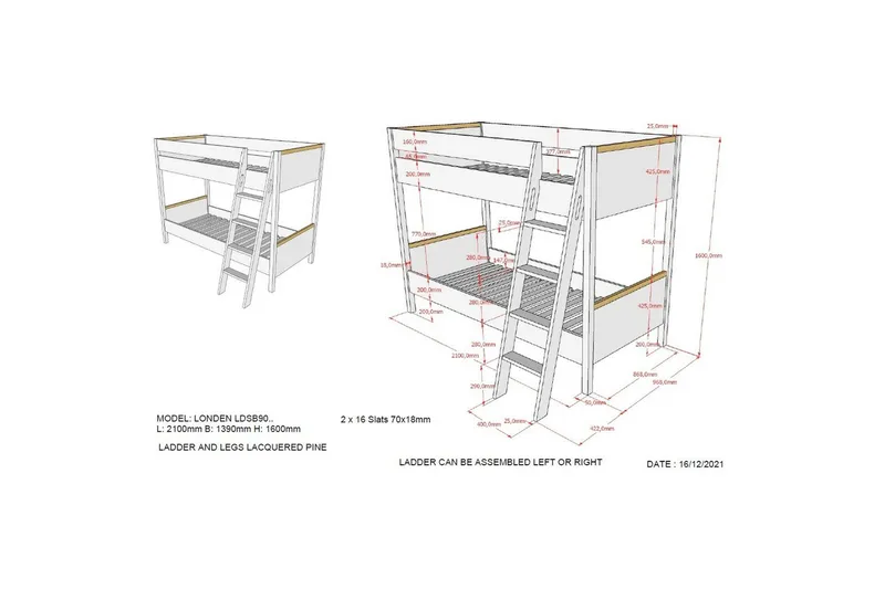 Våningssäng London Antracit - Antracit - Möbler - Sovrum - Sängar - Våningssängar & loftsängar