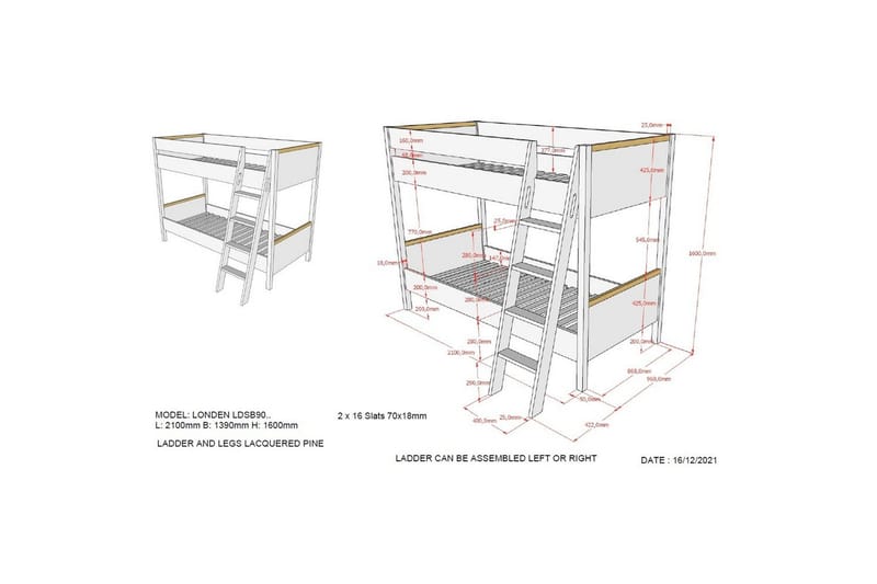 Våningssäng London Vit - Vit - Möbler - Sovrum - Sängar - Våningssängar & loftsängar