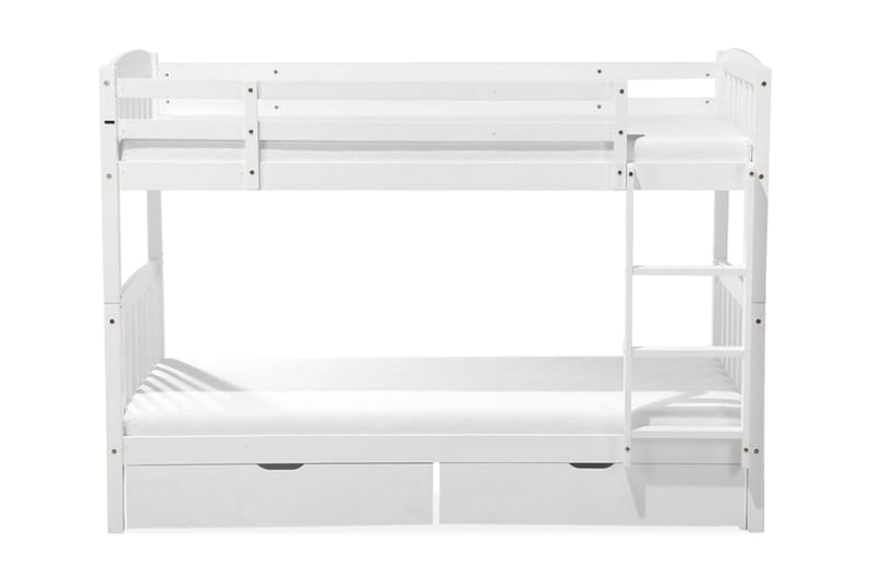 MAZURES Våningssäng 90x200 cm med Förvaring Vit - Våningssängar & loftsängar