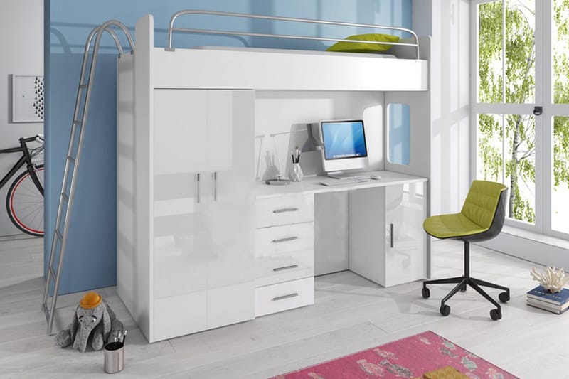 Mcreath Barnsäng med Förvaring och Skrivbord 245 cm - Vit - Möbler - Sovrum - Sängar - Våningssängar & loftsängar