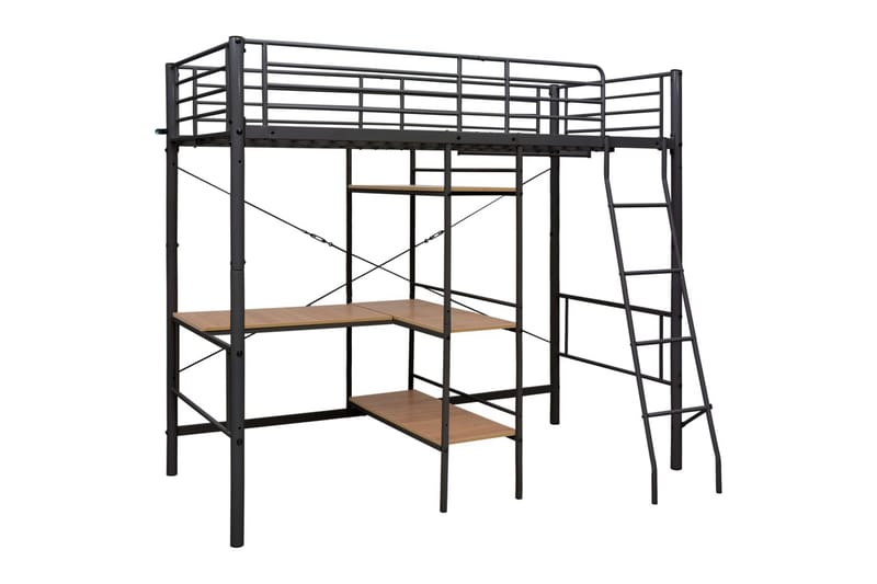 Våningssäng med bord grå metall 90x200 cm - Grå - Våningssängar & loftsängar