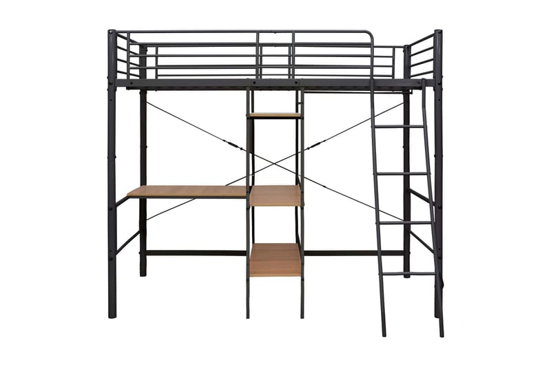 Våningssäng med bord grå metall 90x200 cm - Grå - Våningssängar & loftsängar