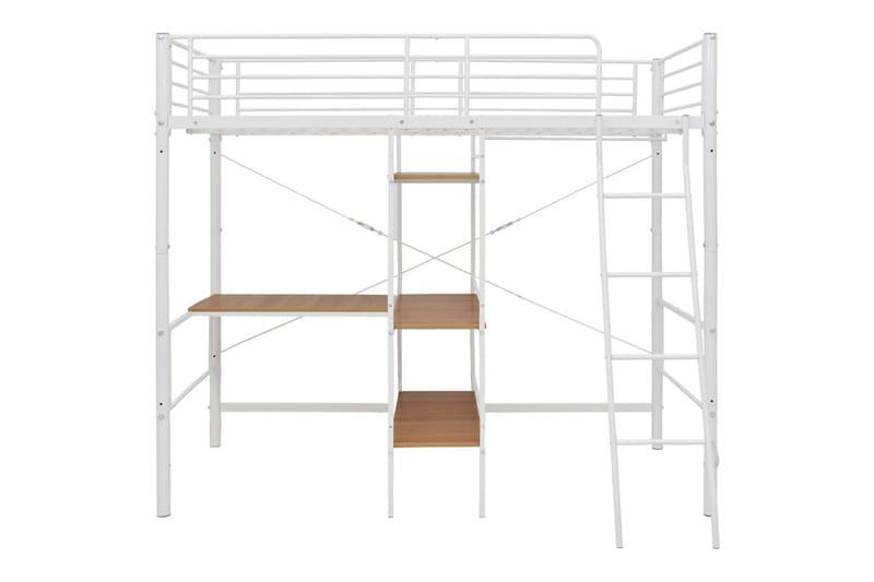 Våningssäng med bord vit metall 90x200 cm - Vit - Våningssängar & loftsängar