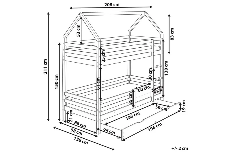 Våningssäng med lådor Girgols - Brun - Möbler - Sovrum - Sängar - Våningssängar & loftsängar