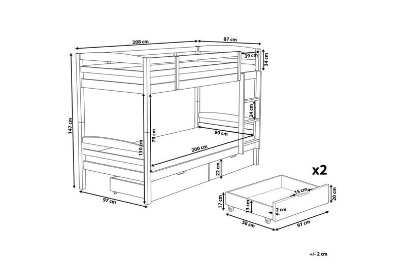 Våningssäng med lådor Regat med lådor Grå - Grå - Möbler - Sovrum - Sängar - Våningssängar & loftsängar