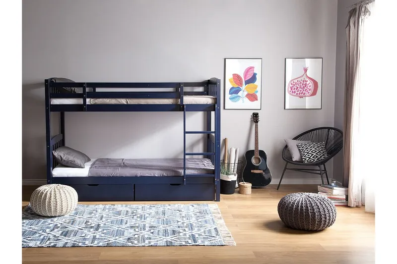 Revin Våningssäng 90x200 cm med Förvaring - Marinblå - Möbler - Sovrum - Sängar - Våningssängar & loftsängar