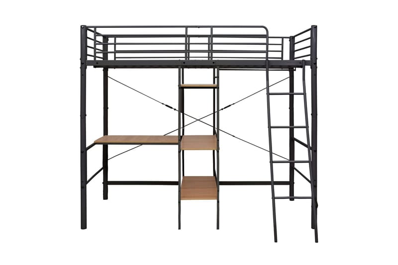 Våningssäng med bord svart metall 90x200 cm - Svart - Möbler - Sovrum - Sängar - Våningssängar & loftsängar