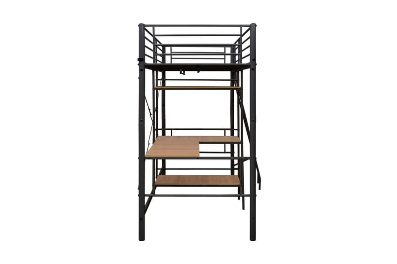 Våningssäng med bord svart metall 90x200 cm - Svart - Våningssängar & loftsängar