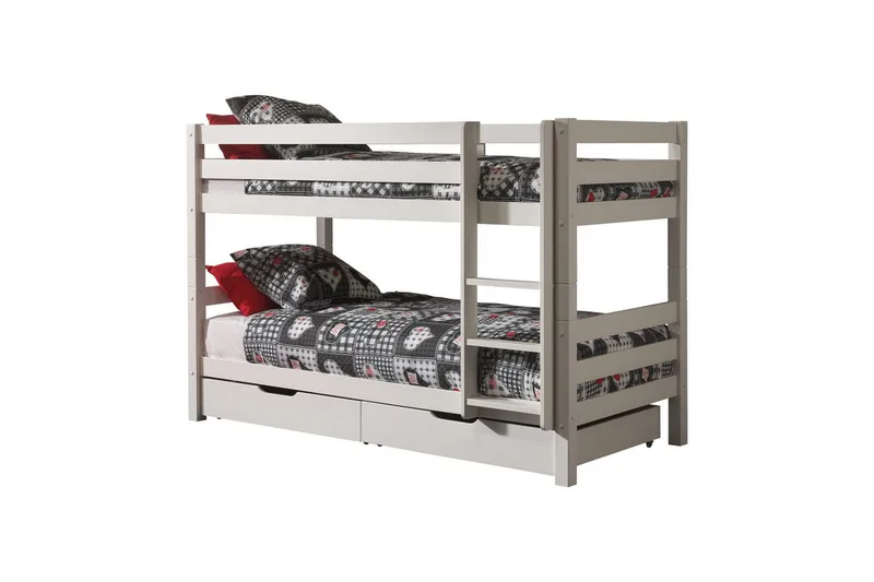 Våningssäng Pino Set med 2 Lådor Vit, 140 cm, Vit, 140 cm