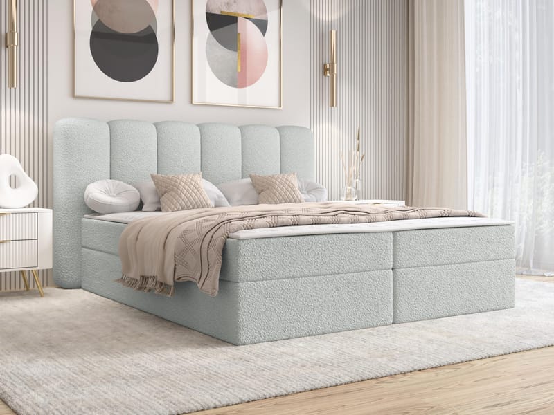 Varlen Komplett Sängpaket Kontinentalsäng med förvaring 140x200 cm - grå - Möbler - Sovrum - Sängar - Kontinentalsängar