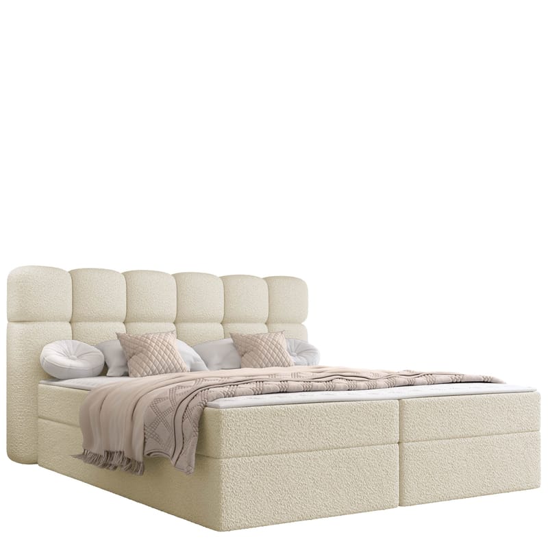 Varlen Komplett Sängpaket Kontinentalsäng med förvaring 140x200 cm Rutad, beige