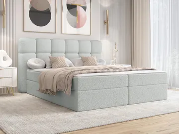 Varlen Komplett Sängpaket Kontinentalsäng med förvaring 140x200 cm Rutad - grå - Möbler - Sovrum - Sängar - Kontinentalsängar