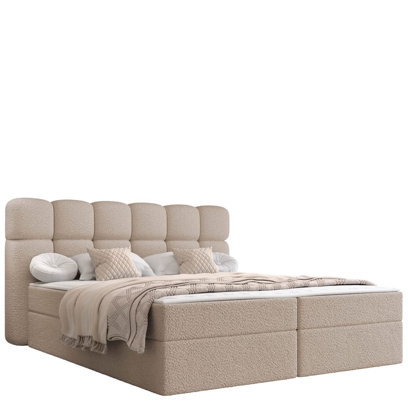 Varlen Komplett Sängpaket Kontinentalsäng med förvaring 180x200 cm Rutad, beige