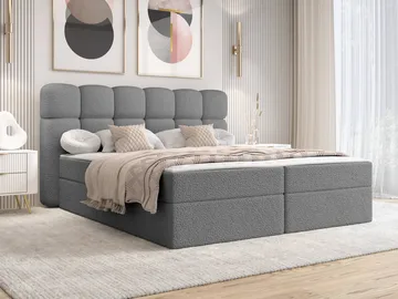 Varlen Komplett Sängpaket Kontinentalsäng med förvaring 180x200 cm Rutad - grå - Möbler - Sovrum - Sängar - Kontinentalsängar