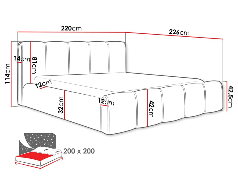 Varlinor Sängram 200x200 cm med Förvaring - Svart - Möbler - Sovrum - Sängar - Sängar med förvaring
