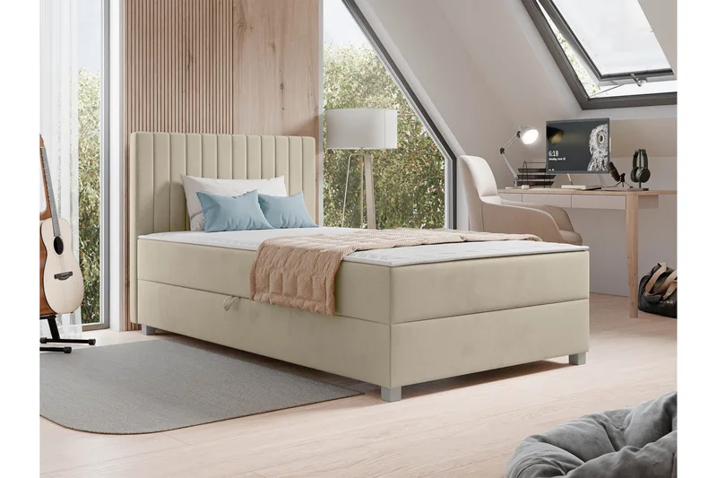 Veyran Sängpaket Kontinentalsäng med Förvaring 120x200 cm - Beige - Möbler - Sovrum - Sängar - Komplett Sängpaket