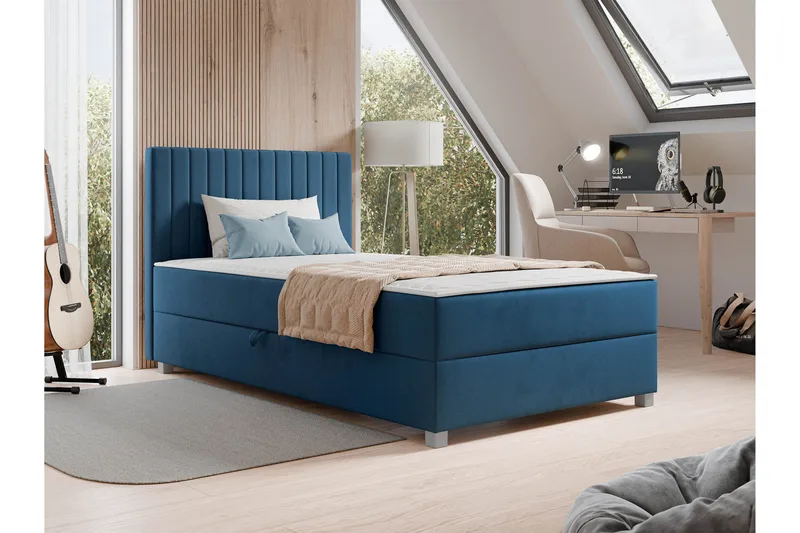 Veyran Sängpaket Kontinentalsäng med Förvaring 120x200 cm - Blå - Möbler - Sovrum - Sängar - Komplett Sängpaket