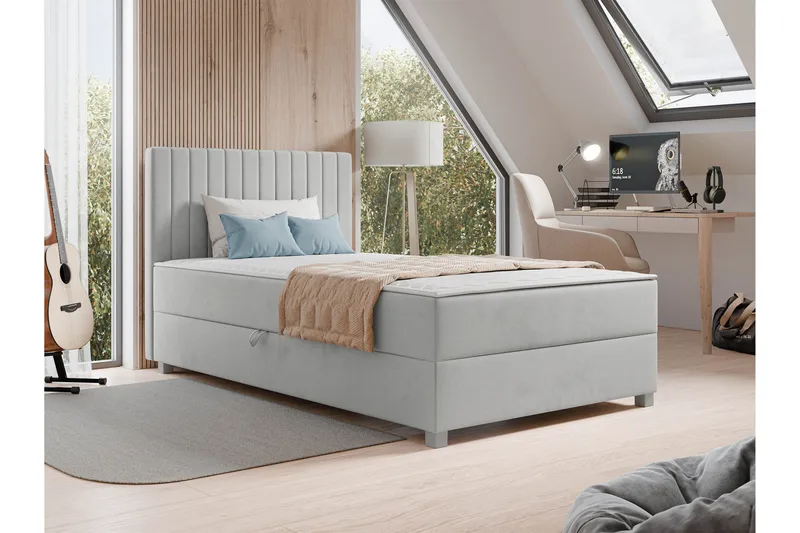 Veyran Sängpaket Kontinentalsäng med Förvaring 120x200 cm - Grå - Möbler - Sovrum - Sängar - Komplett Sängpaket